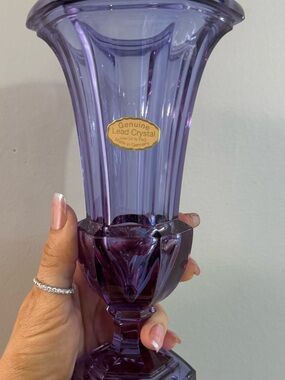 Moser Lead Crystal Glass Purple Alexandrite Neodymium Vase Made in Germany
